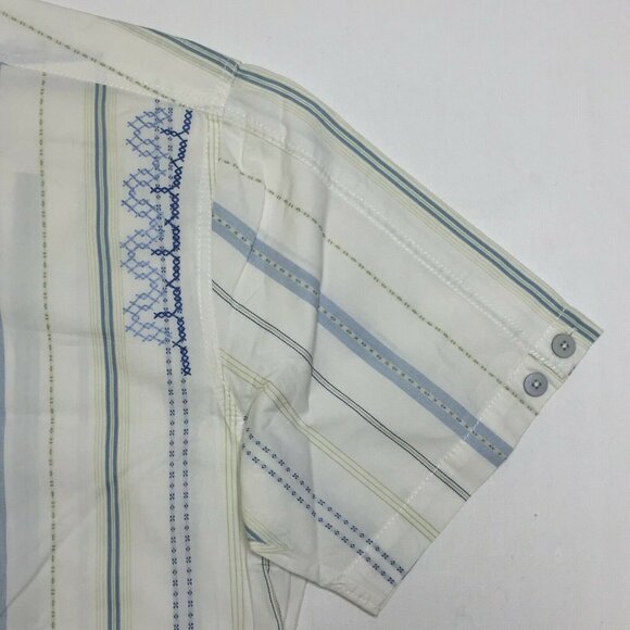 Cubavera Men's Button Up Short Sleeve Collared Shirt White Striped Size XL - Picture 2 of 10